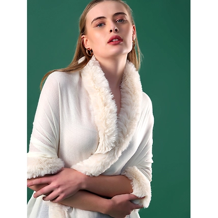White fur shawl,  fur shawls, ideal dress fur shawl-4