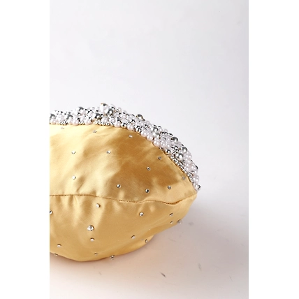 Gold Potli Bag With Pearls and Swarovski Crystals-6