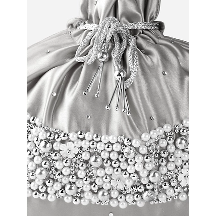 Silver Silk Potli Bag with pearls and swarovski crystals-4