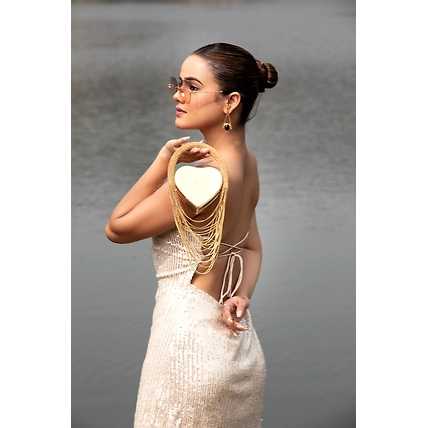 Heart Shaped Clutch- Ideal Golden Clutch-6