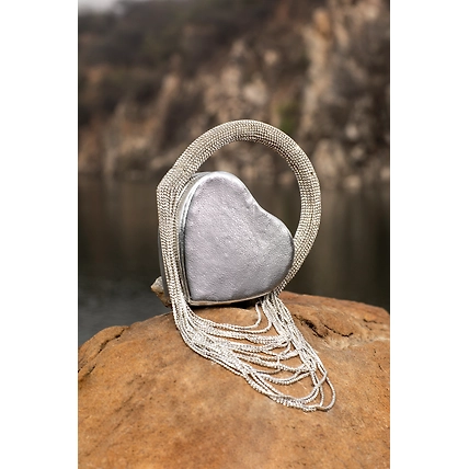 Heart Shaped Clutch- Ideal Silver Clutch-MOD-HH-SV-HRT