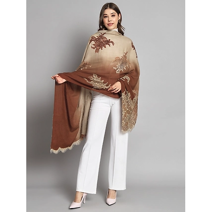 Ombre Brown Shawl withlace and swarovski-3