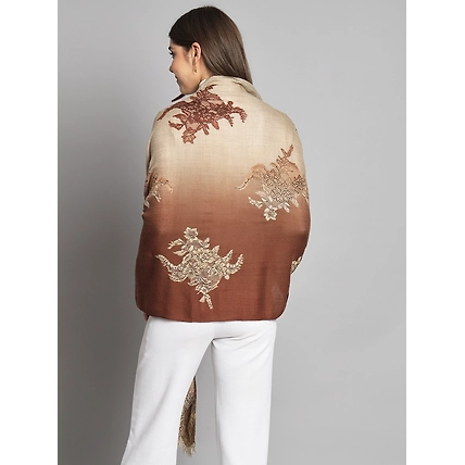 Ombre Brown Shawl withlace and swarovski-4
