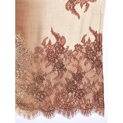 Ombre Brown Shawl withlace and swarovski-5