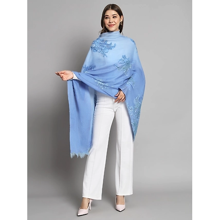 Ombre Blue Shawl with lace and swarovski design-3