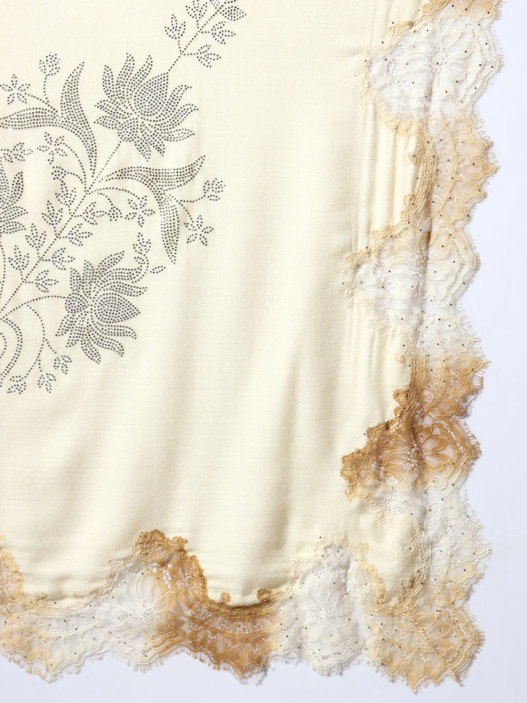 beige shawl with lace and swarovski-ladies kashmiri shawl-7