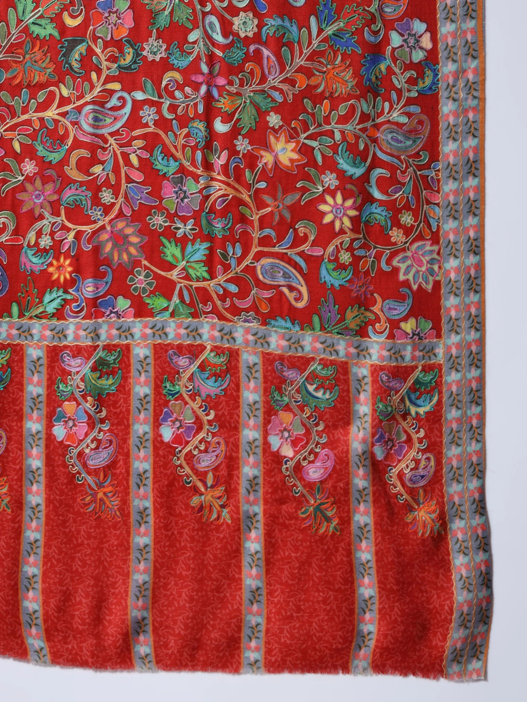 Red Kalamkari Shawl intricately embroidered winter shawl for ladies-6