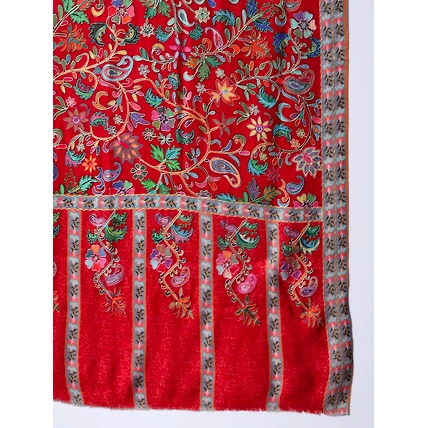 Red Kalamkari Shawl intricately embroidered winter shawl for ladies-6