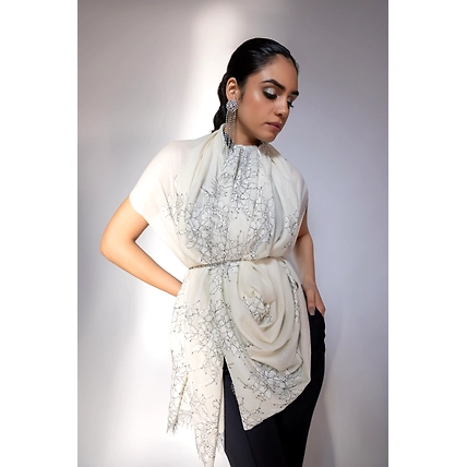 White shawl with lace, women shawl for winter-2