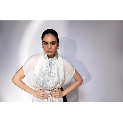 White shawl with lace, women shawl for winter-4