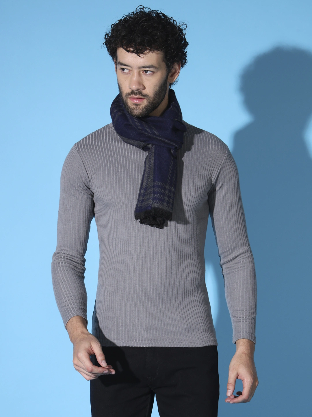 Cashmere Wool Striped Men Muffler-1