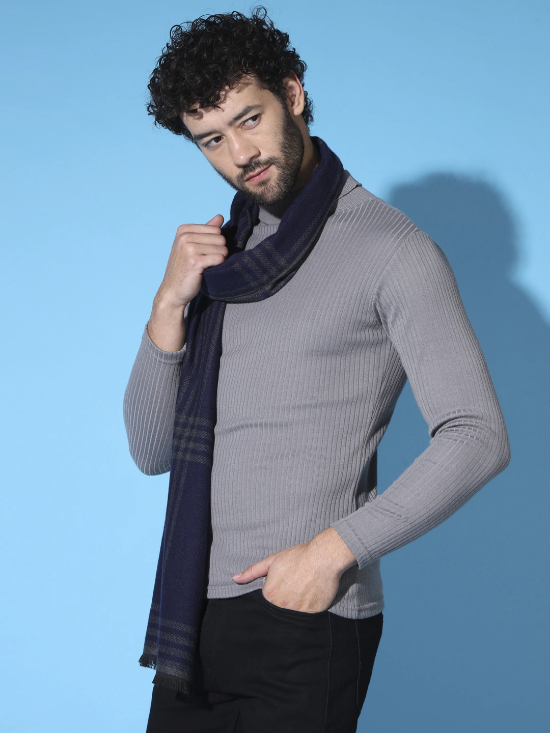 Cashmere Wool Striped Men Muffler-2