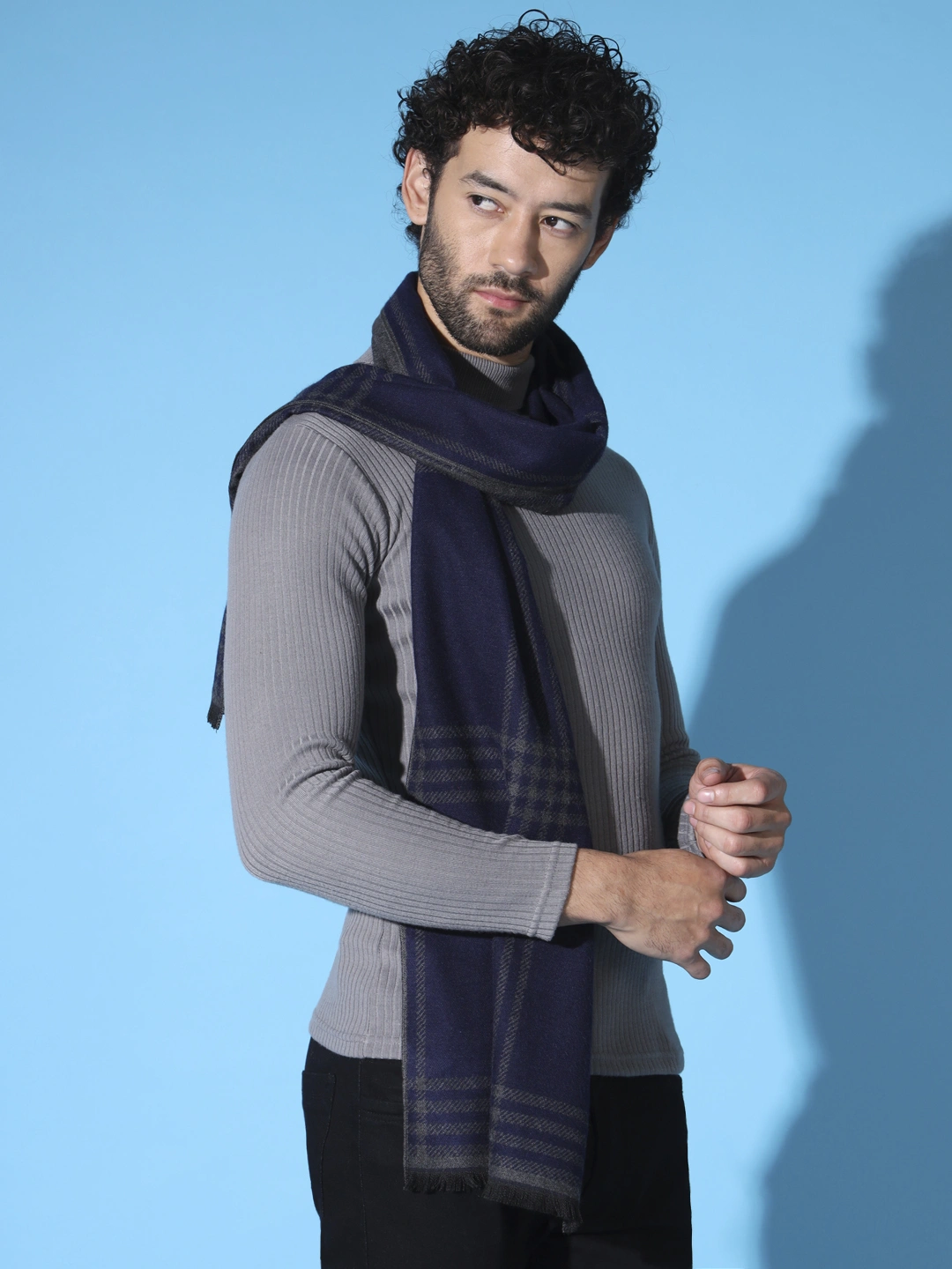 Cashmere Wool Striped Men Muffler-3