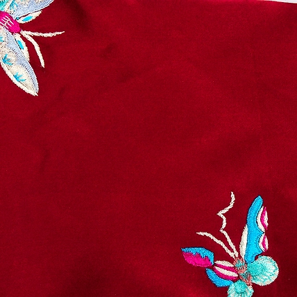Maroon Rainbow Butterfly Parsi Hand Embroidery Stole-3