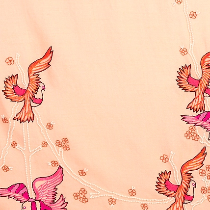 Light Peach Pink Pure Pashmina Shawls Online,  hand embroidery, bird design-4