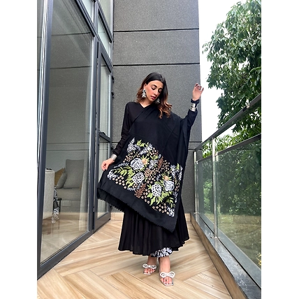 Black Shawl, woolen shawl, woolen shawl for ladies-9