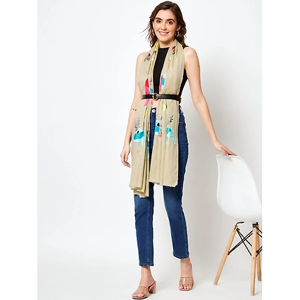 Embroidered Shawl with animal motifs, kashmiri embroidery shawl-1