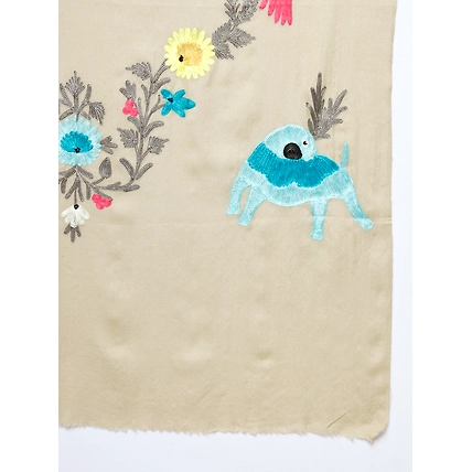 Embroidered Shawl with animal motifs, kashmiri embroidery shawl-5