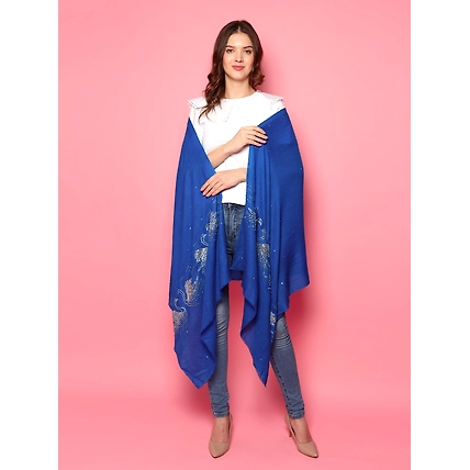 Swarovski Pashmina Shawl, Blue Pashmina Shawl with signature swarovski swans-3
