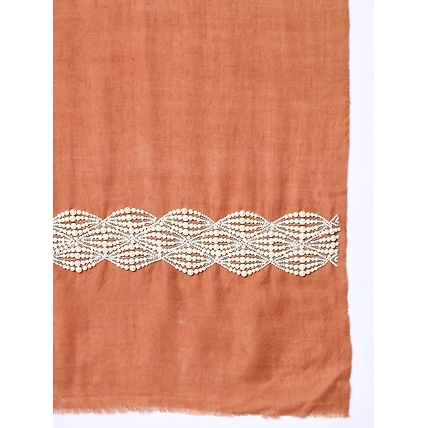 Brown shawl made of pure pashmina and embellished with pearls-5