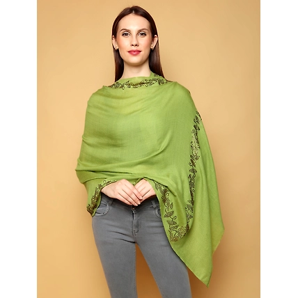 Green Shawl Swarovski Pashmina Shawl with Swarovski Crystal Umbrellas-3