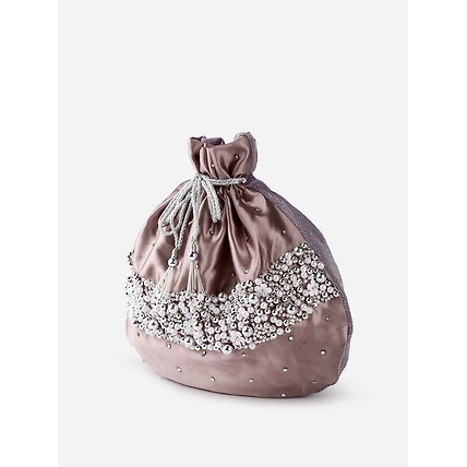 Pink  Potli Bag With Pearls Embroidery-2