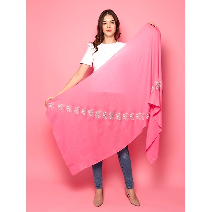 Pashmina Pink Shawl with swarovski and pearls butterflies-2