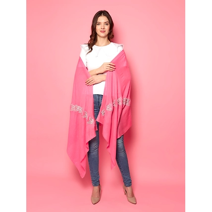 Pashmina Pink Shawl with swarovski and pearls butterflies-4