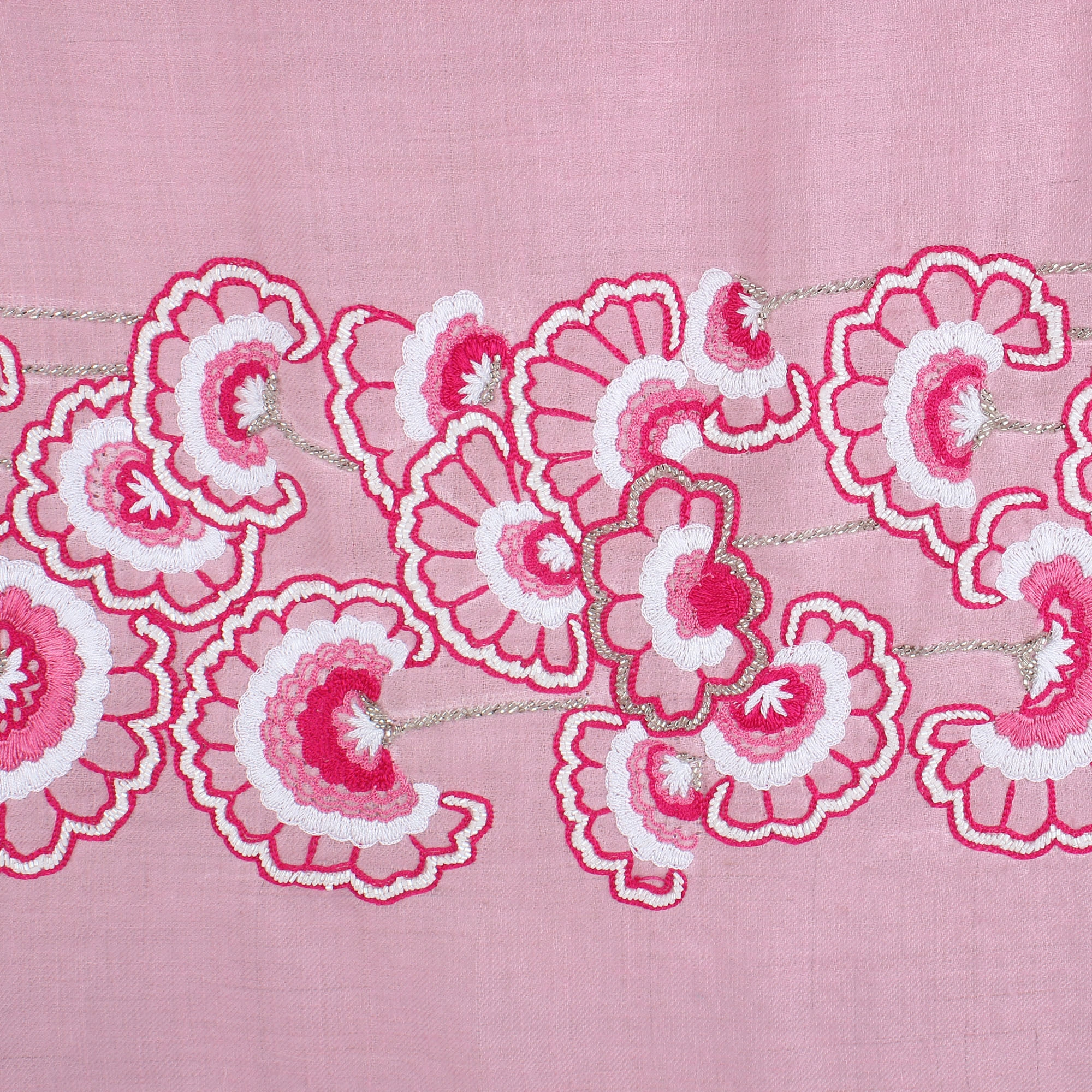 Baby Pink Shawl 100% Pure Pashmina Shawl, hand embroidery shawl with floral artwork pattern, kashmiri shawls online-6