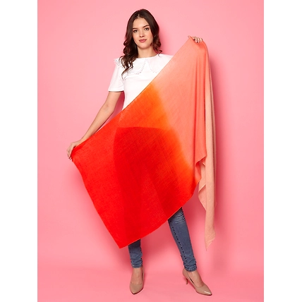 Orange Biege Ombre Pure Pashmina Online Multi shaded Shawl-MOD-PP-SH-ORANGE