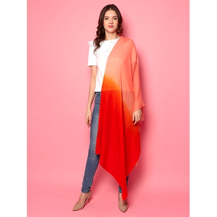 Orange Biege Ombre Pure Pashmina Online Multi shaded Shawl-1