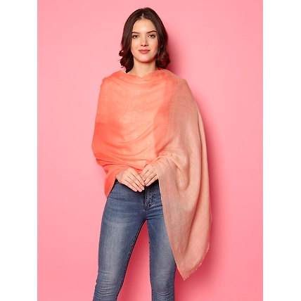 Orange Biege Ombre Pure Pashmina Online Multi shaded Shawl-3