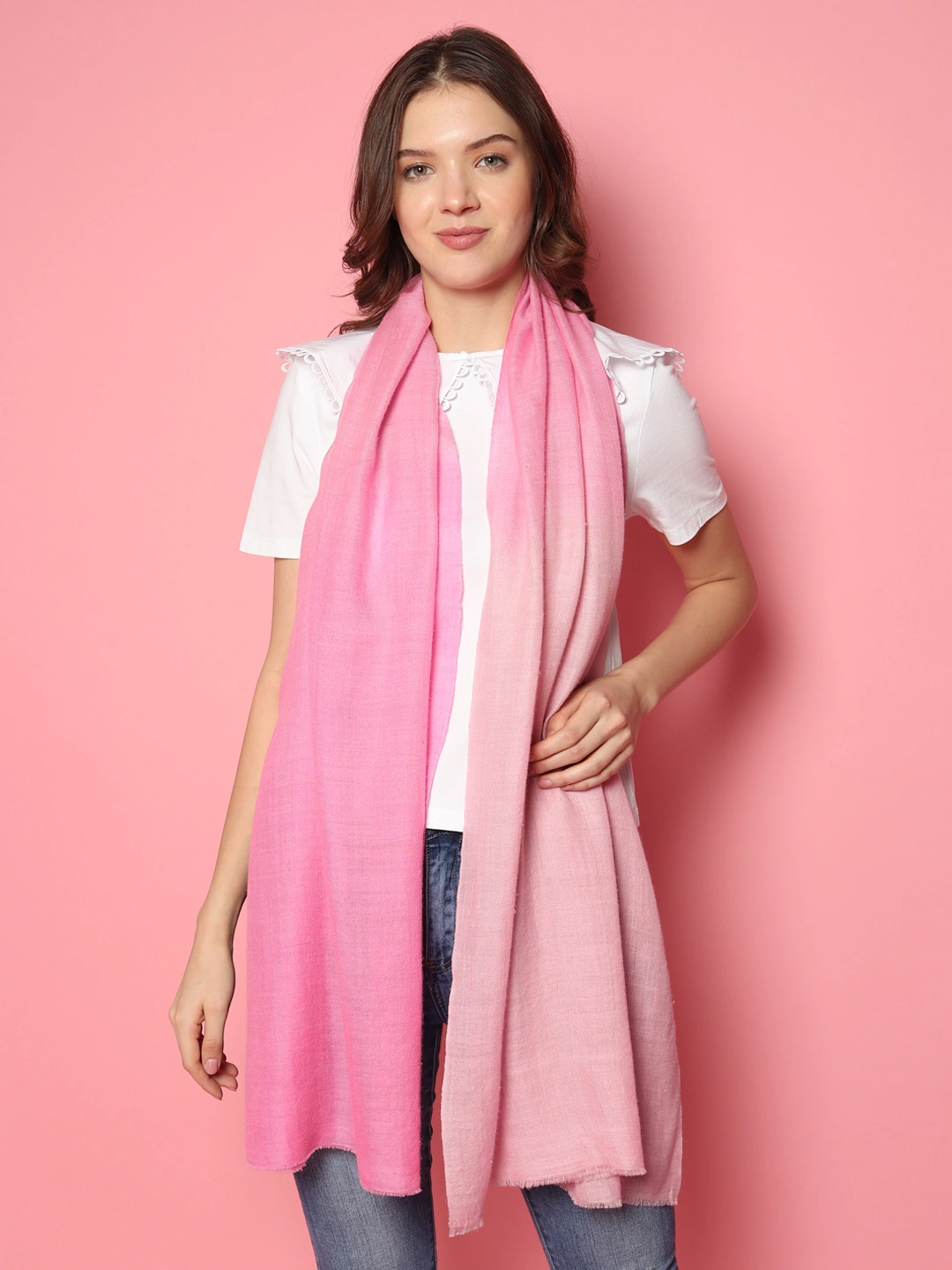 Ombre Pink Pashmina Shawl, pure pashmina shawls online-4