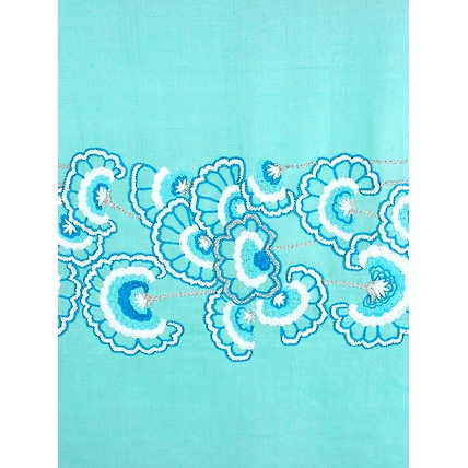 Turquoise Blue Shawl, Hand Embroidered Handmade Pure Pashmina Shawl , 100% Pashmina Shawl-6
