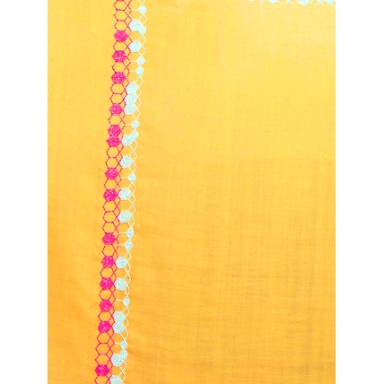Bright Yellow Shawl, Pure Pashmina Shawl with hand embroidered geometric border-1