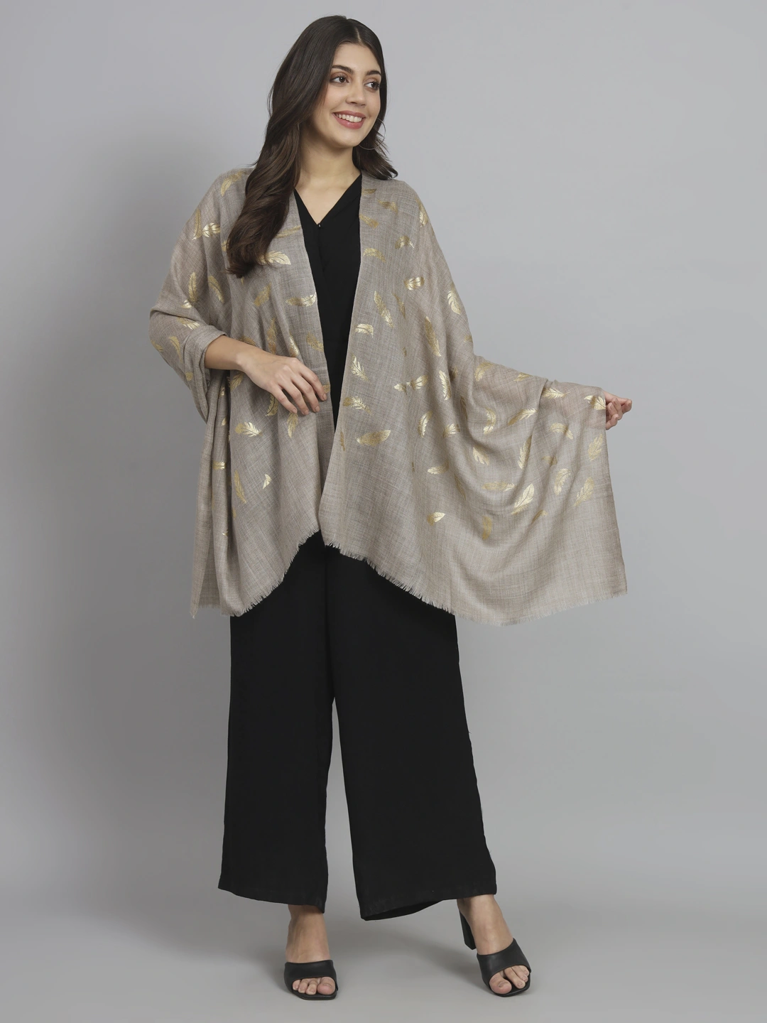 Gold leaf Printed Shawl Online-3