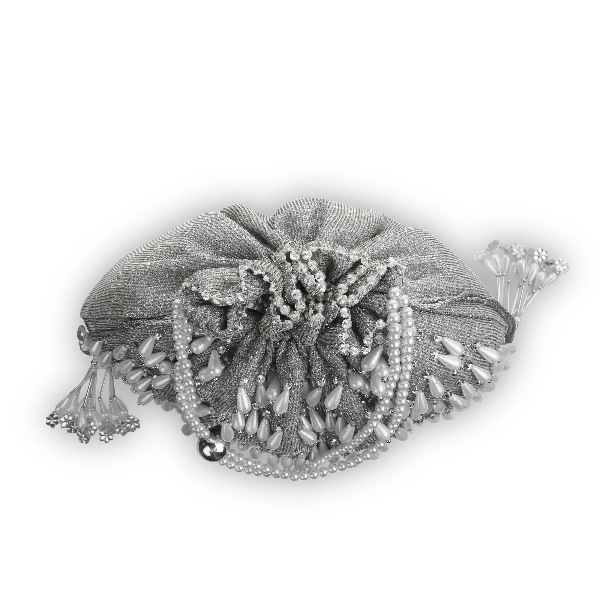 Silver Potli Bag - White Pearls Magic-3