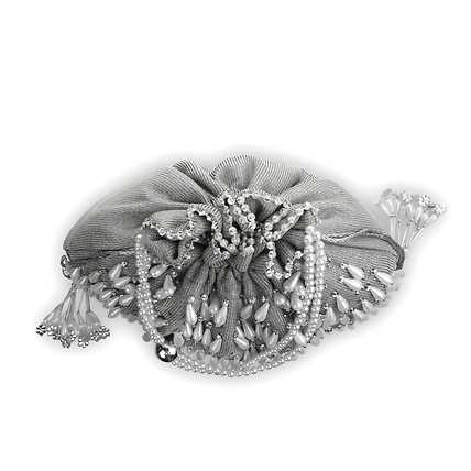 Silver Potli Bag - White Pearls Magic-3