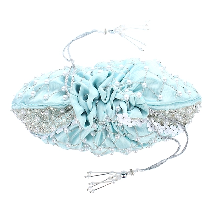 Chic Sky Blue Silk Potli Bag: Modern Elegance-3