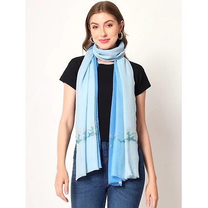 Ombre Blue Shawl with Swarovski animal pattern-3
