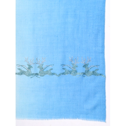 Ombre Blue Shawl with Swarovski animal pattern-4