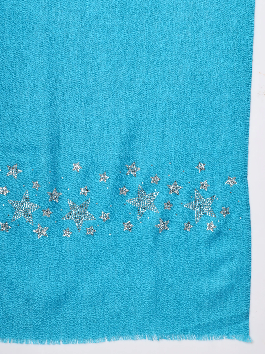 Blue Woolen Shawl embellished with a swarovski stars border-4