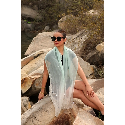 Ombre Cotton Stole, hand embroidered Stole for women-1