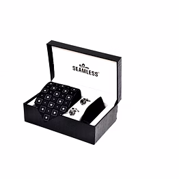 3-in-1 micro neck tie, pocket square and cufflinks