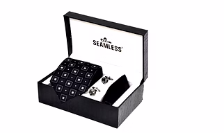 3-in-1 Micro Neck Tie, Pocket Square and Cufflinks