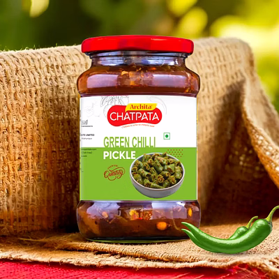 archita chatpata green chilli pickle 200gm – glass jar