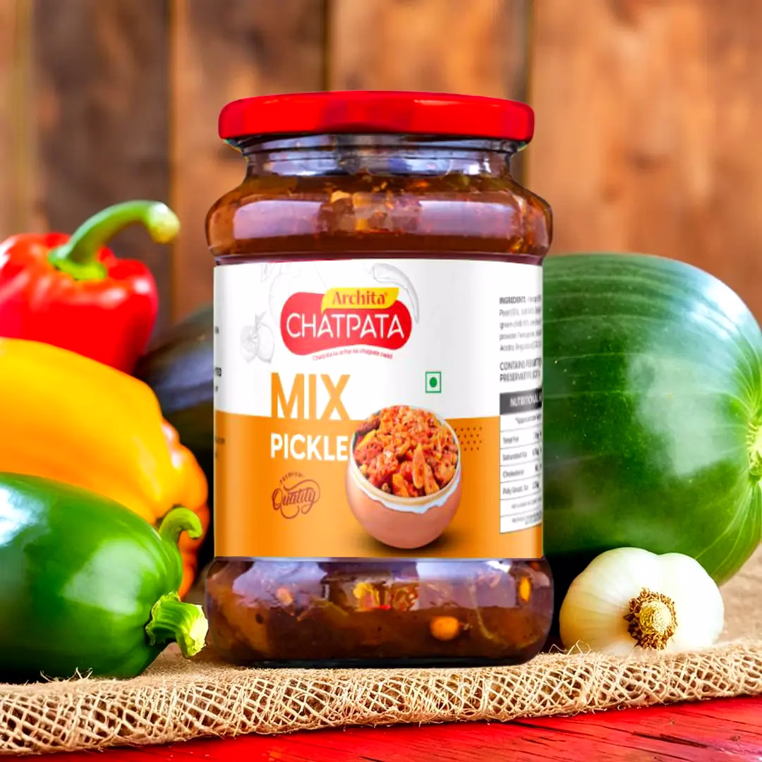 Archita Chatpata Mix Pickle 200gm – Glass Jar image 1