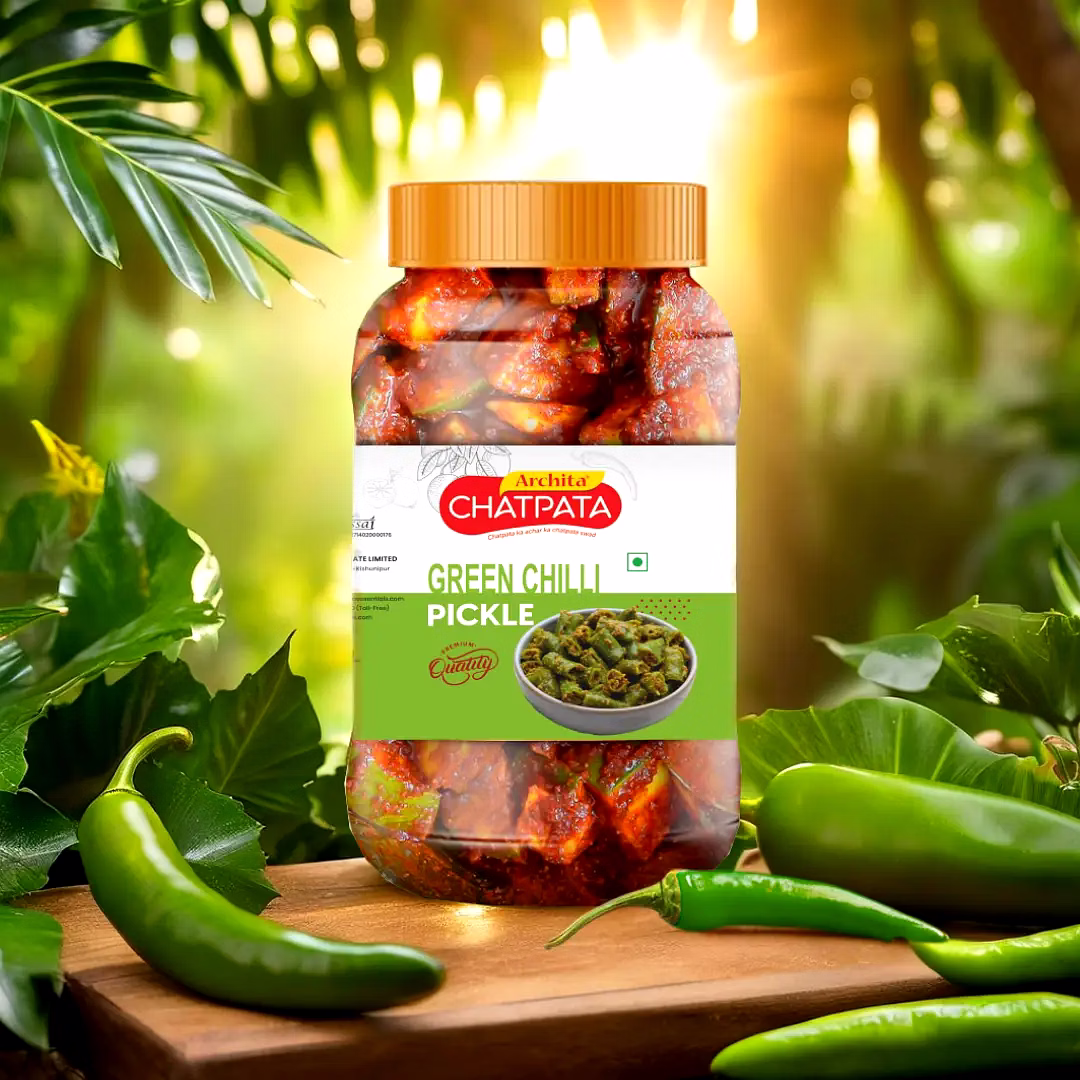 Archita Chatpata Green Chilli Pickle 200gm – Plastic Jar image 1