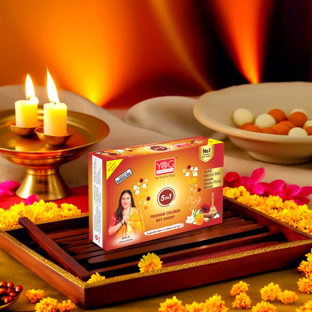yogmantra yog mantra 5 in 1 premium colored wet dhoops – (pack of 1)