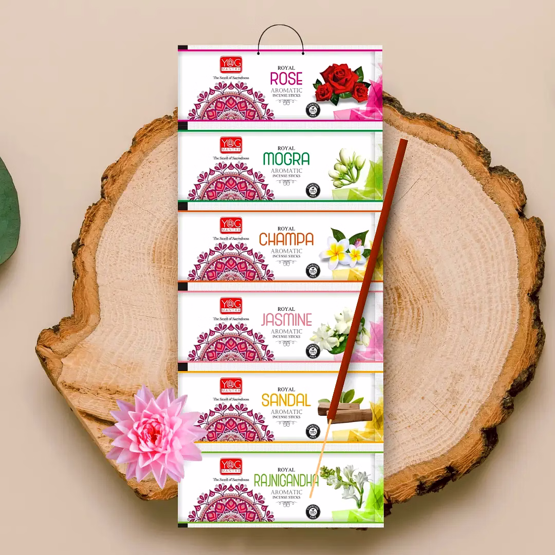 YogMantra Royal Flowers Set of 6 Incense Sticks Pouch (Pack of 1) image 1
